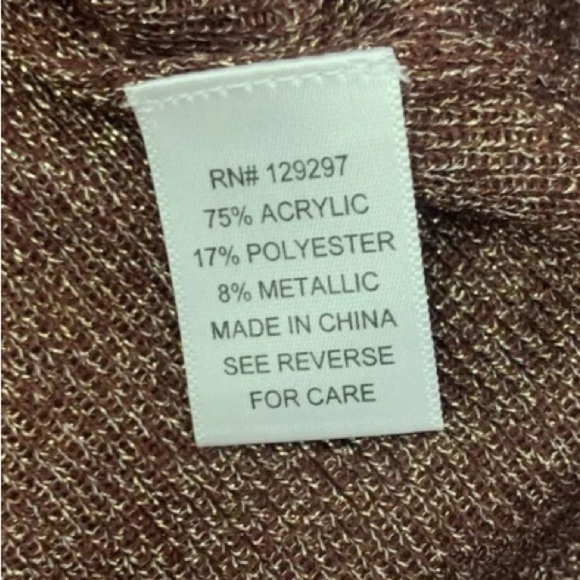 IMAN‎ Womens Open Front Long Casual Chic Cardigan Duster Shimmer Gold Burgundy M - Picture 6 of 8